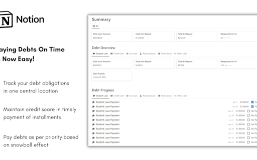 Notion Debt Tracker