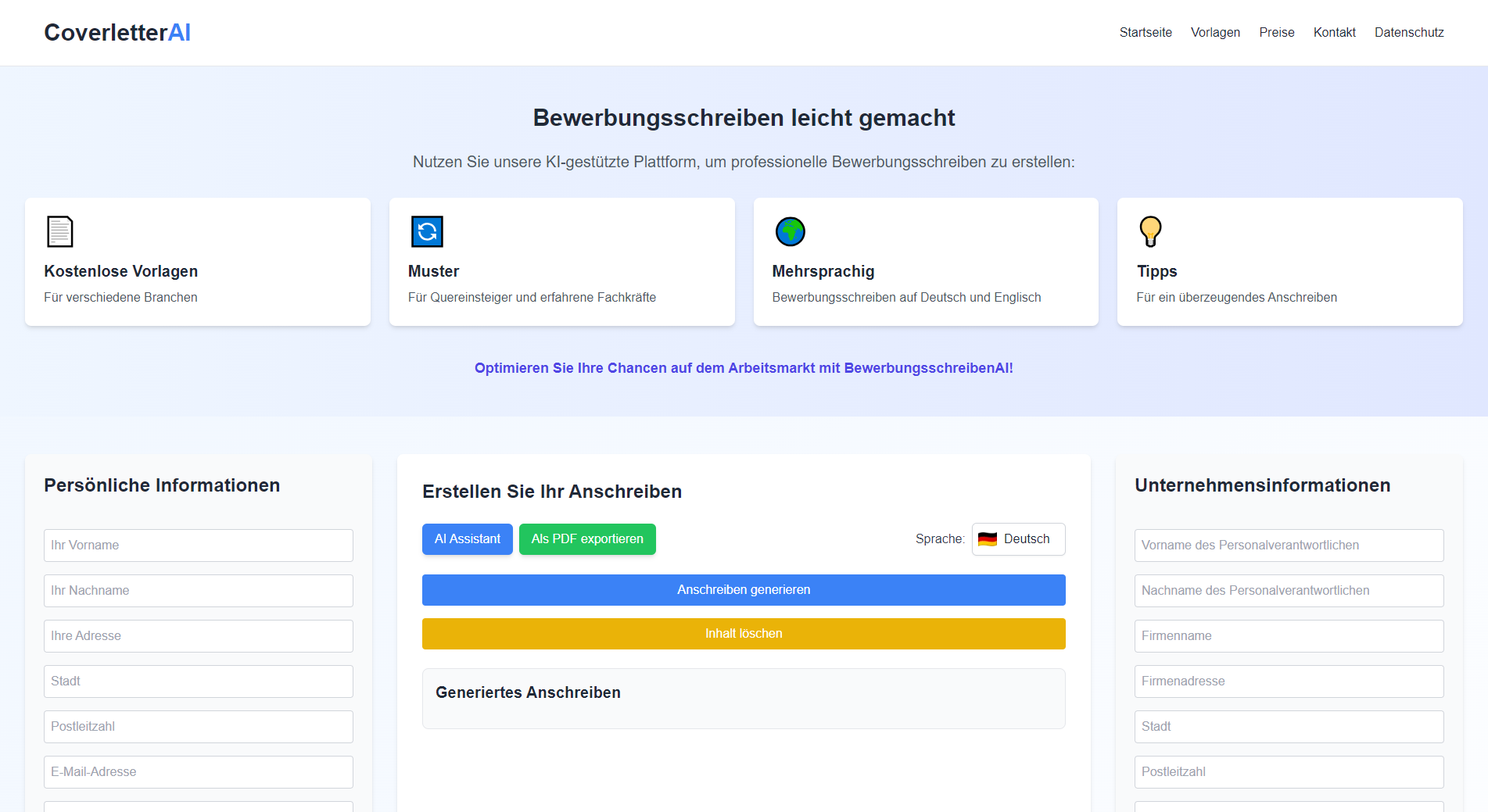 BewerbungsschreibenAI - AI Coverletter
