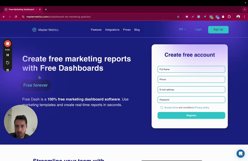 Free Dashboards by Master Metrics