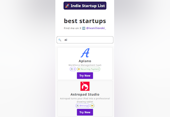 Indie Startup List 2.0