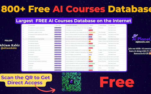 800+ Free AI Courses Database