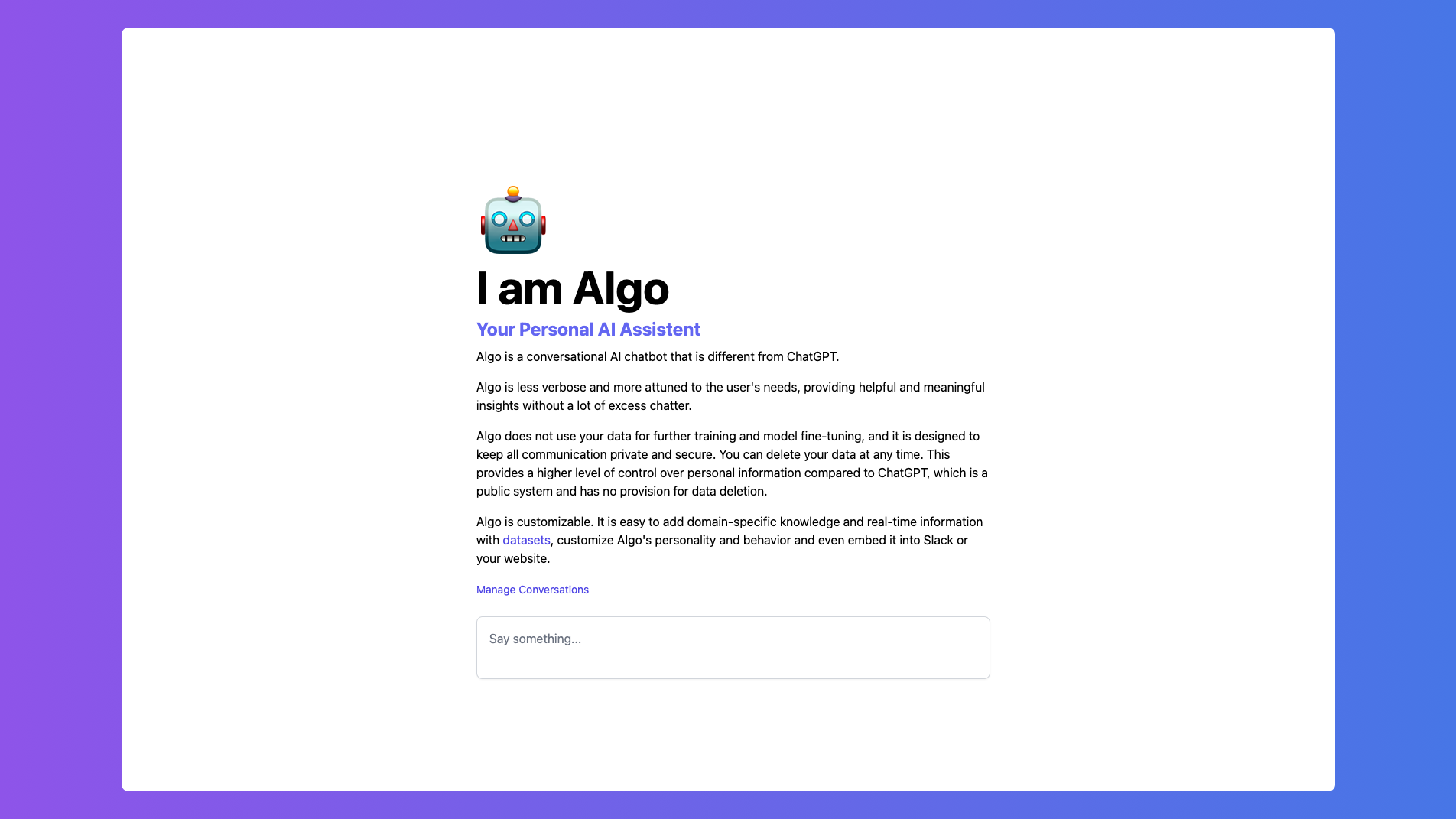Algo by ChatBotKit