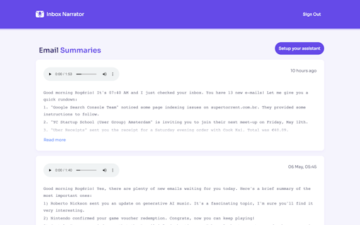 Inbox Narrator
