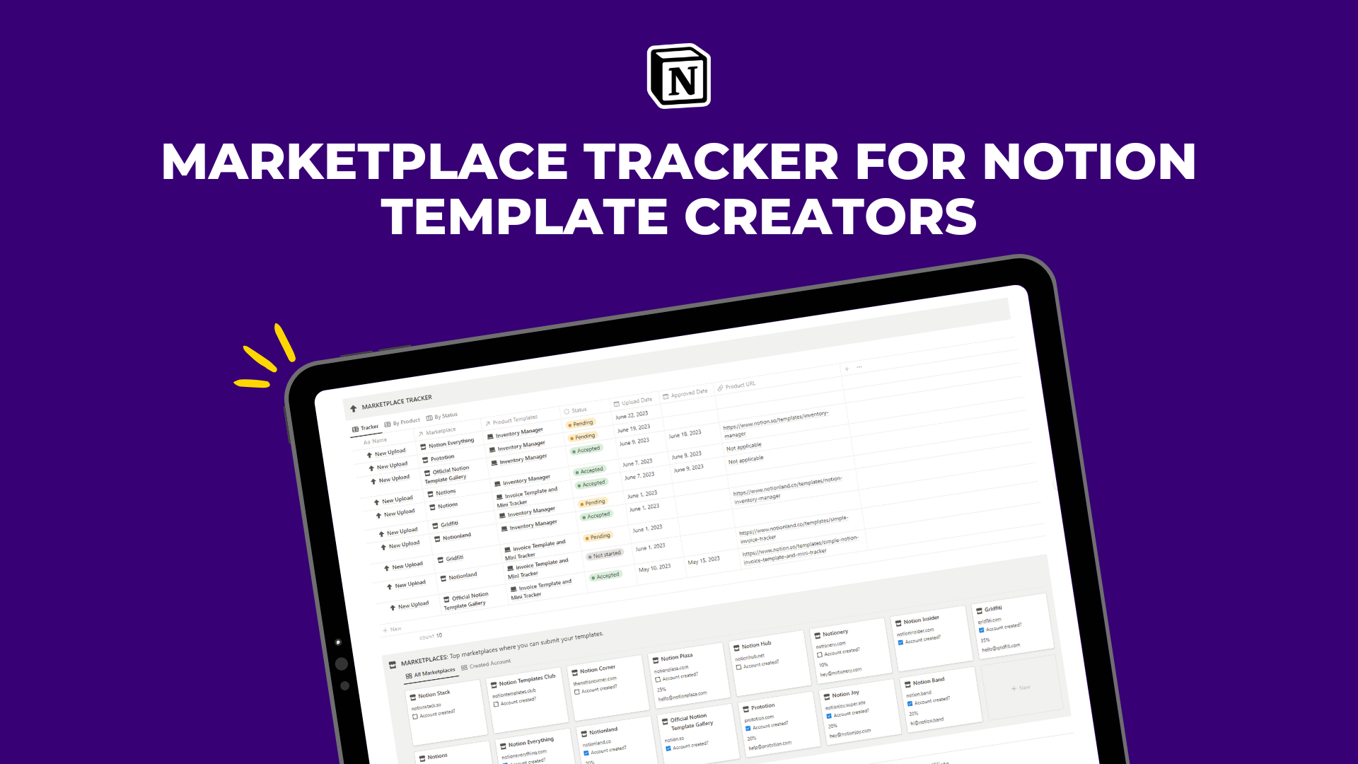 Marketplace Tracker for Notion Creators