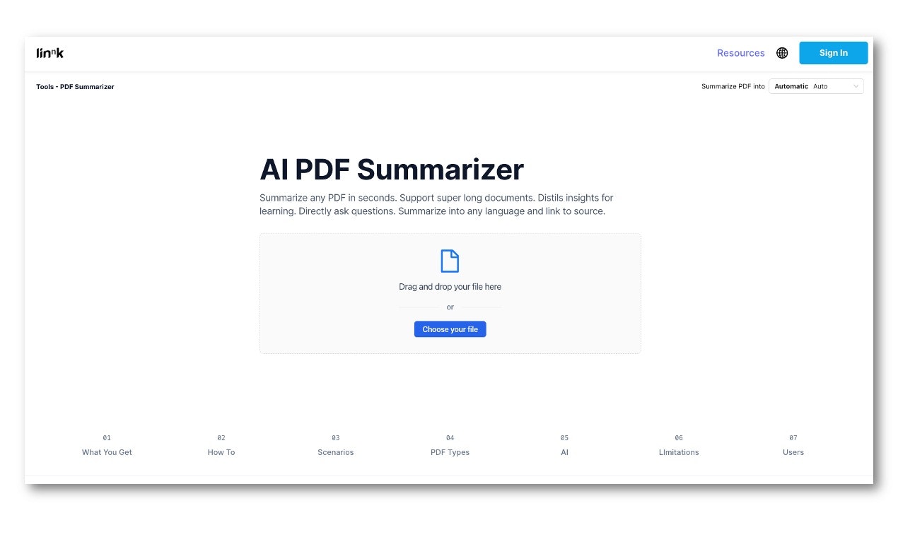 Linnk AI PDF Summarizer
