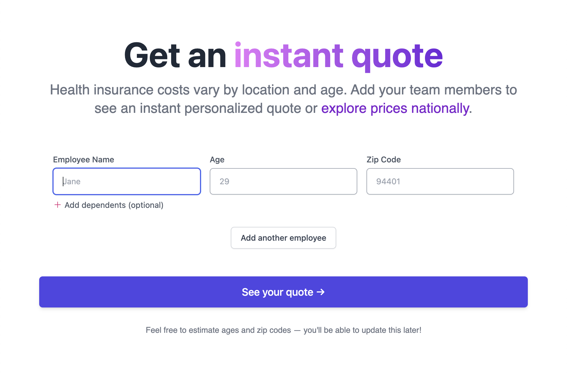 Thatch Health Insurance Cost Calculator