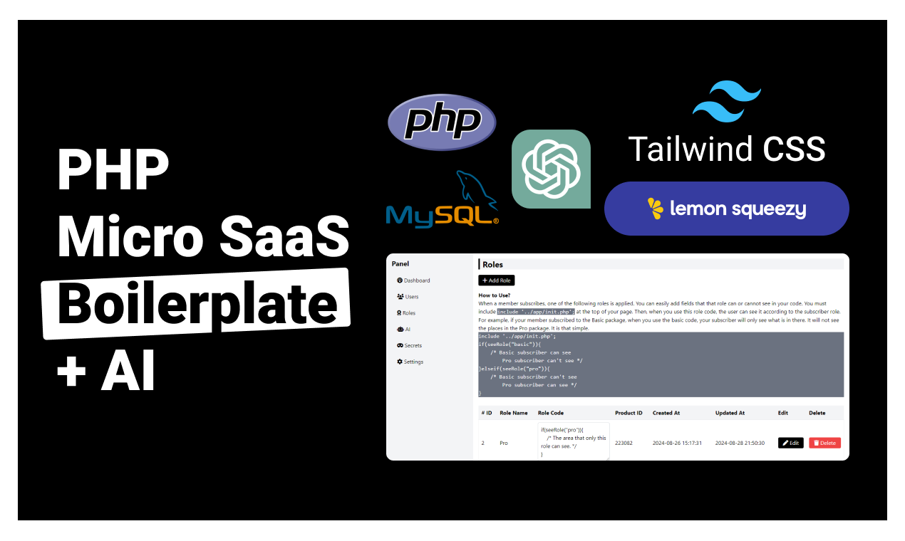 PHP Micro SaaS Boilerplate + AI