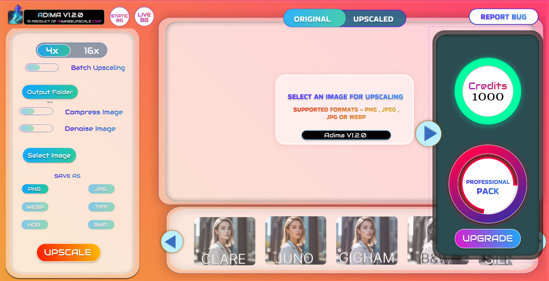 Adima AI Image Upscaler Software 