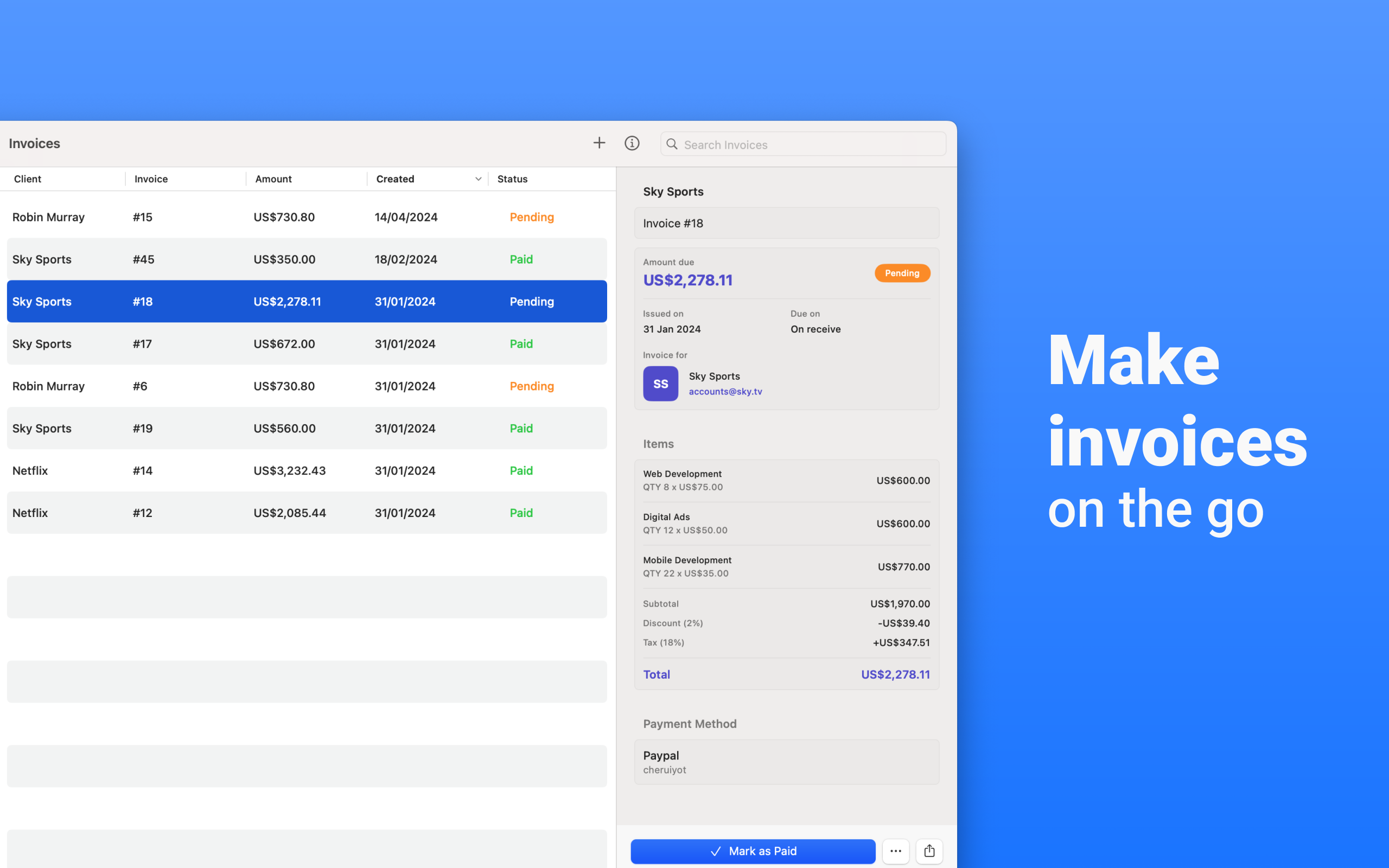 Invoice Maker for macOS