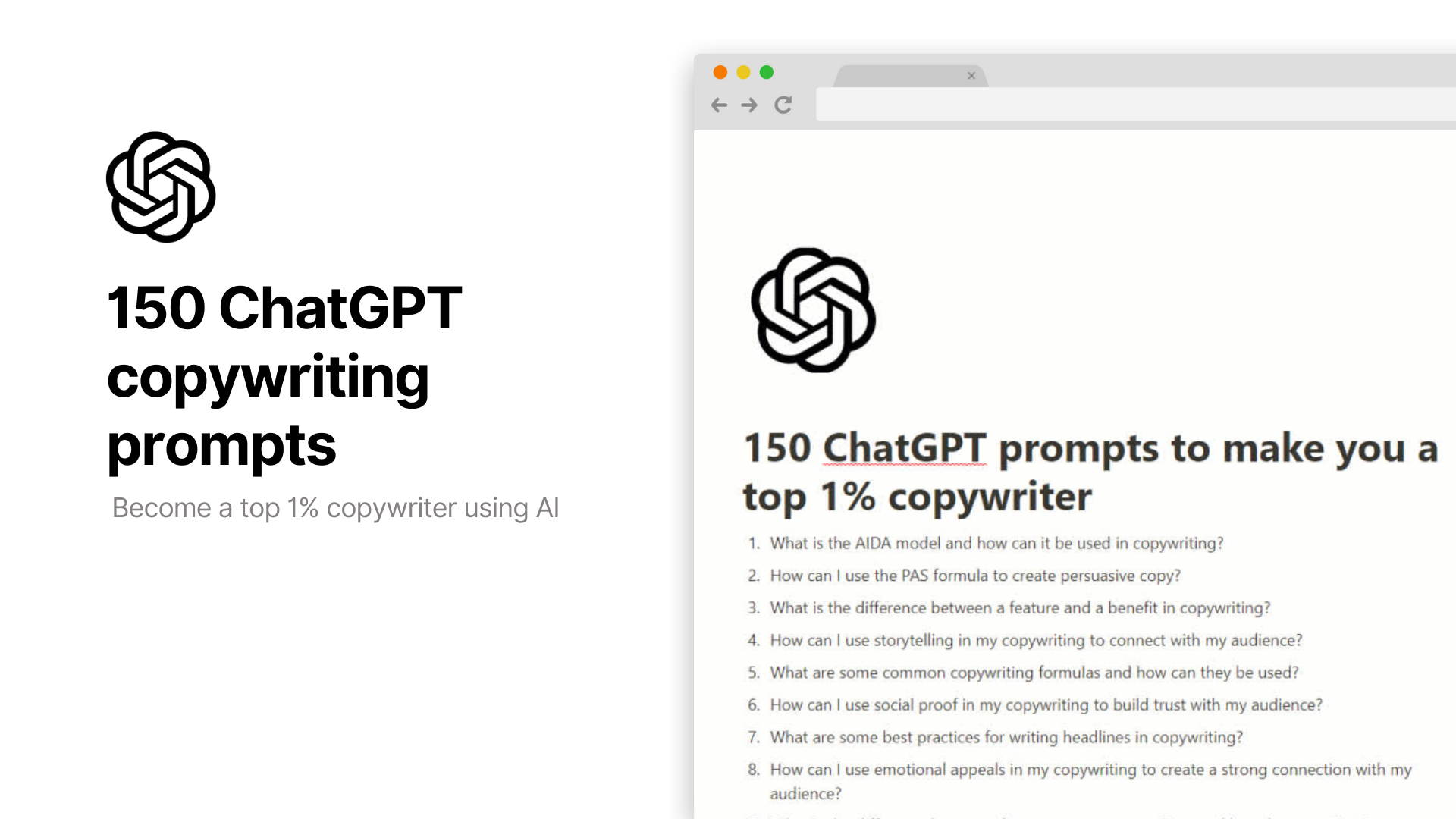 150 ChatGPT Copywriting Prompts