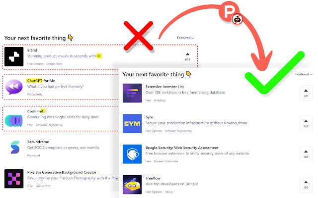 ProductHunt without AI Products