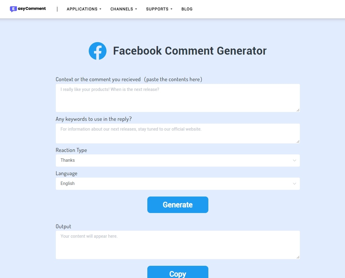 Facebook Comment Generator