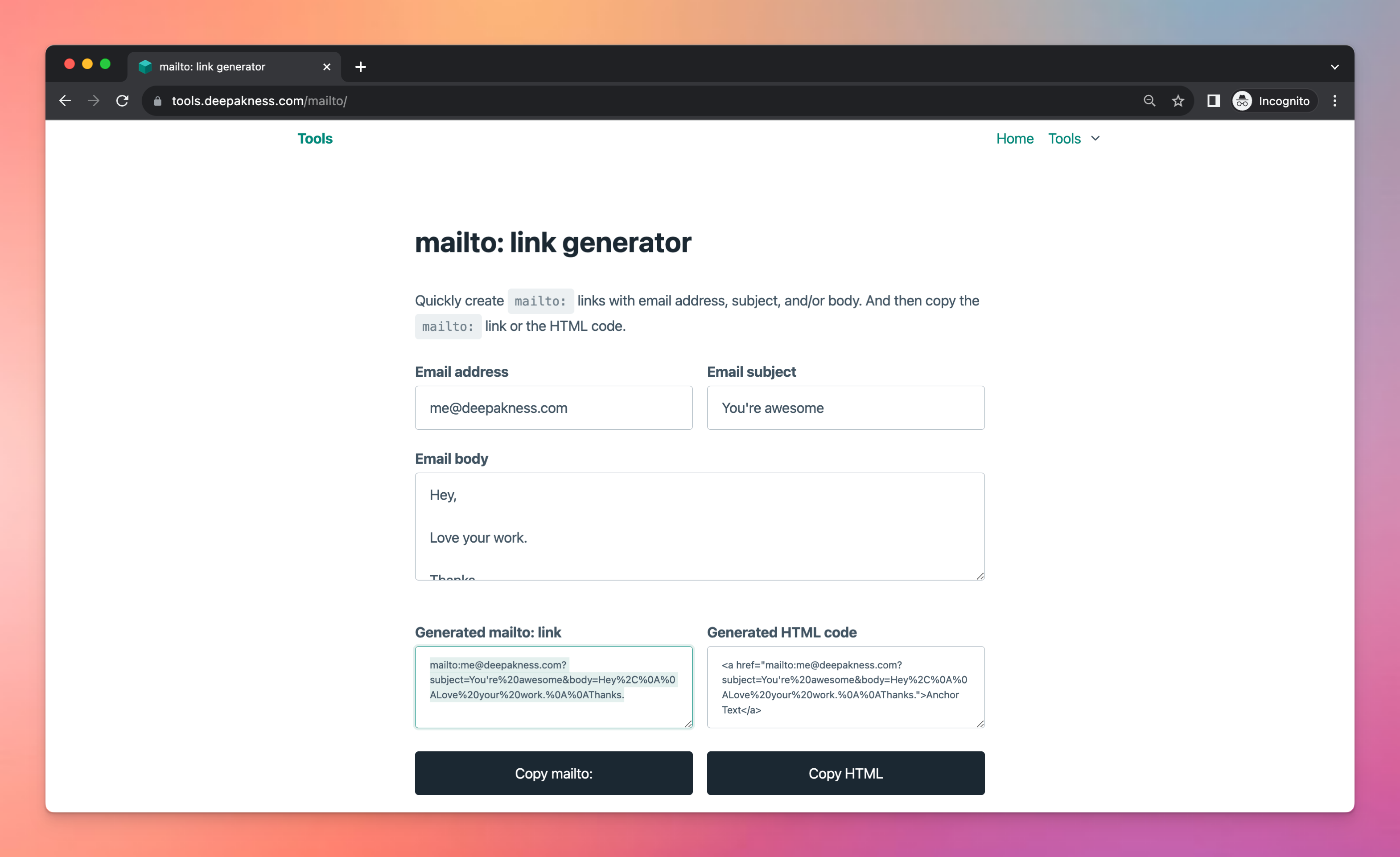 mailto: Link Generator