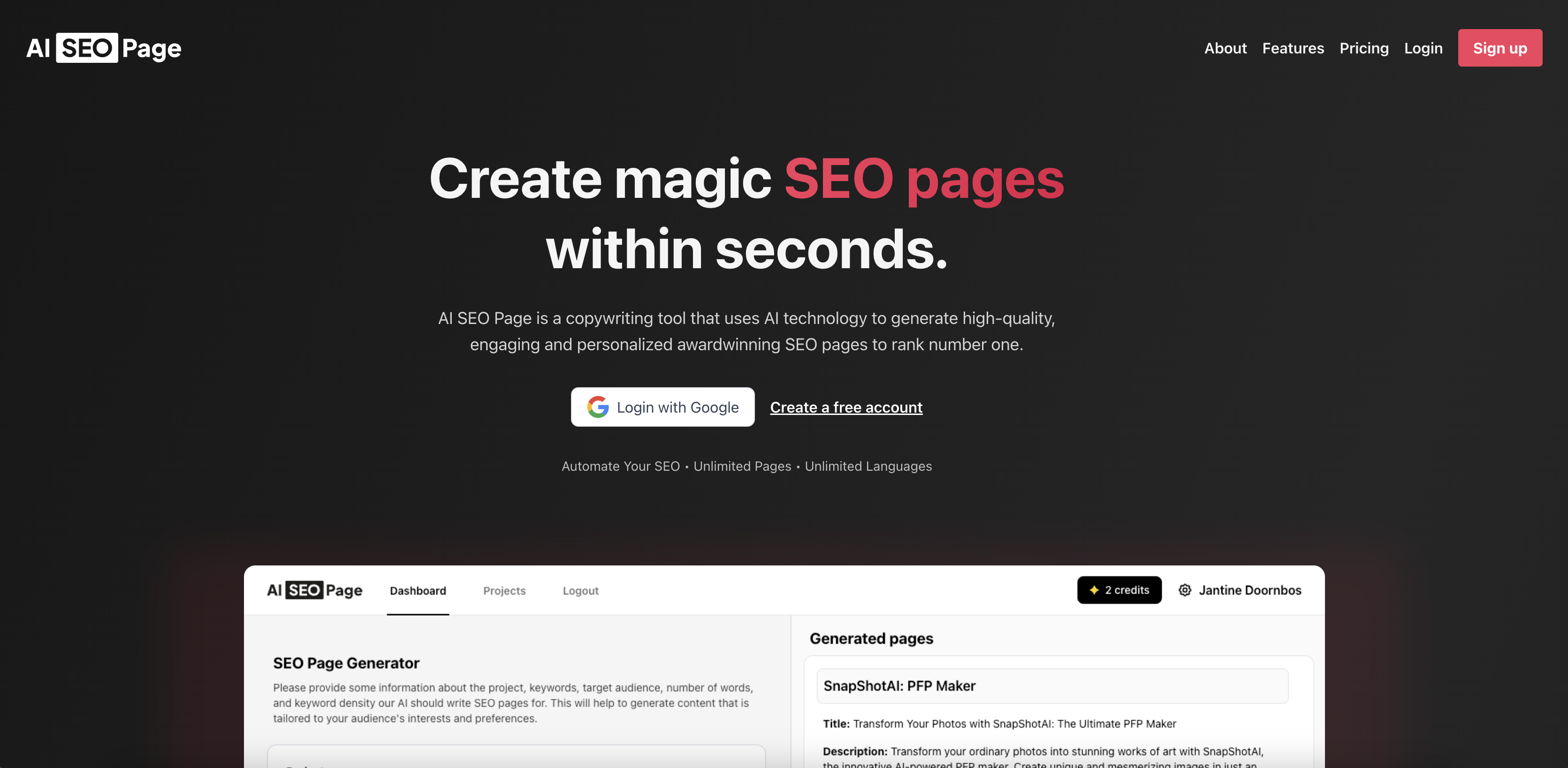 AI SEO Page