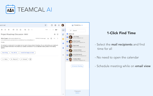 TEAMCAL AI Chrome Extension for Gmail