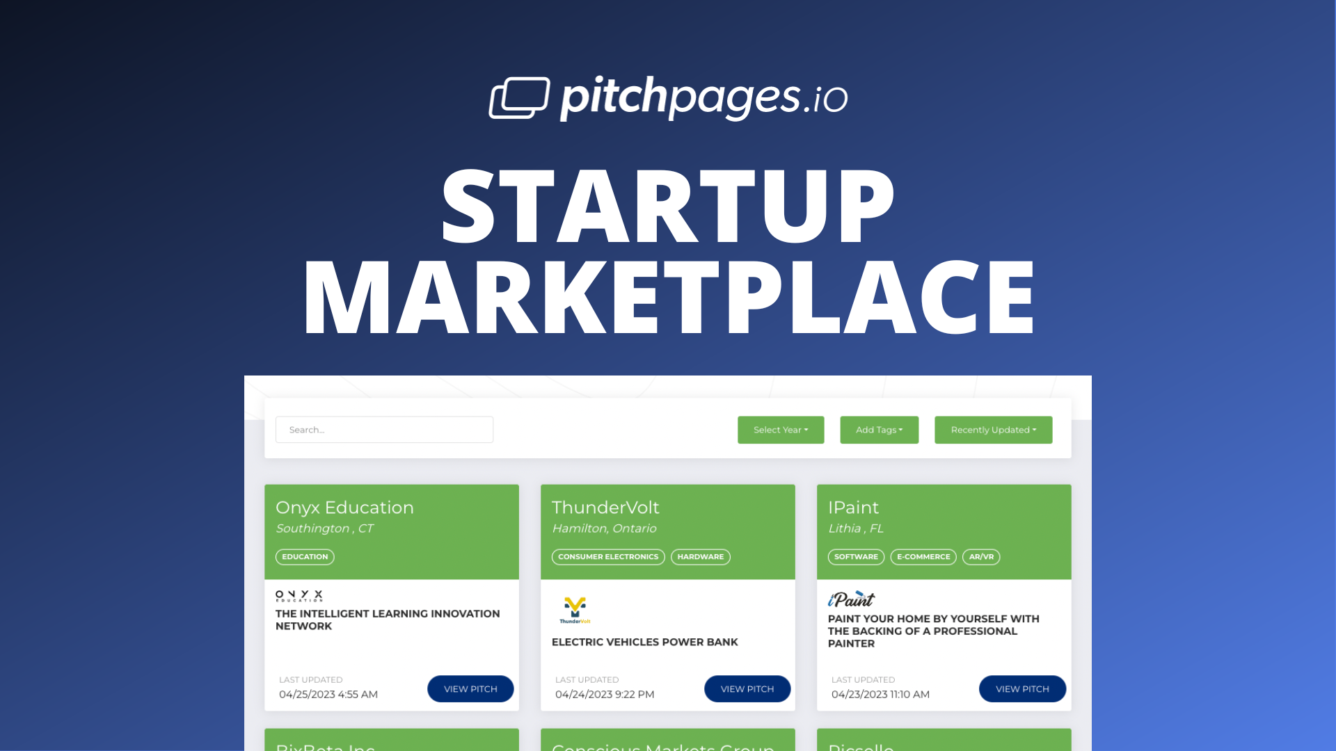 PitchPages Startup Marketplace