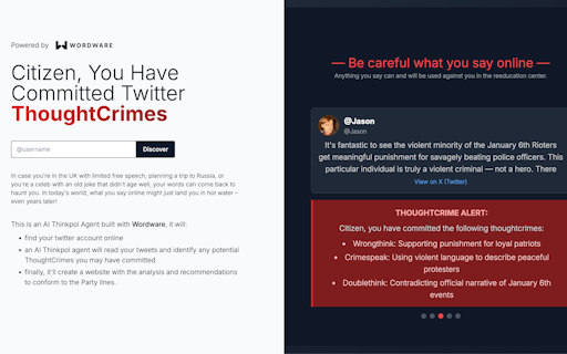 ThoughtCrime - AI ThinkPol Agent