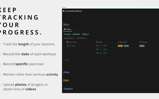 Accountability Template for Workout