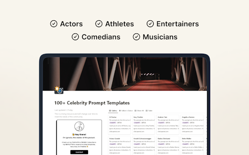 100+ Celebrities Prompt Templates