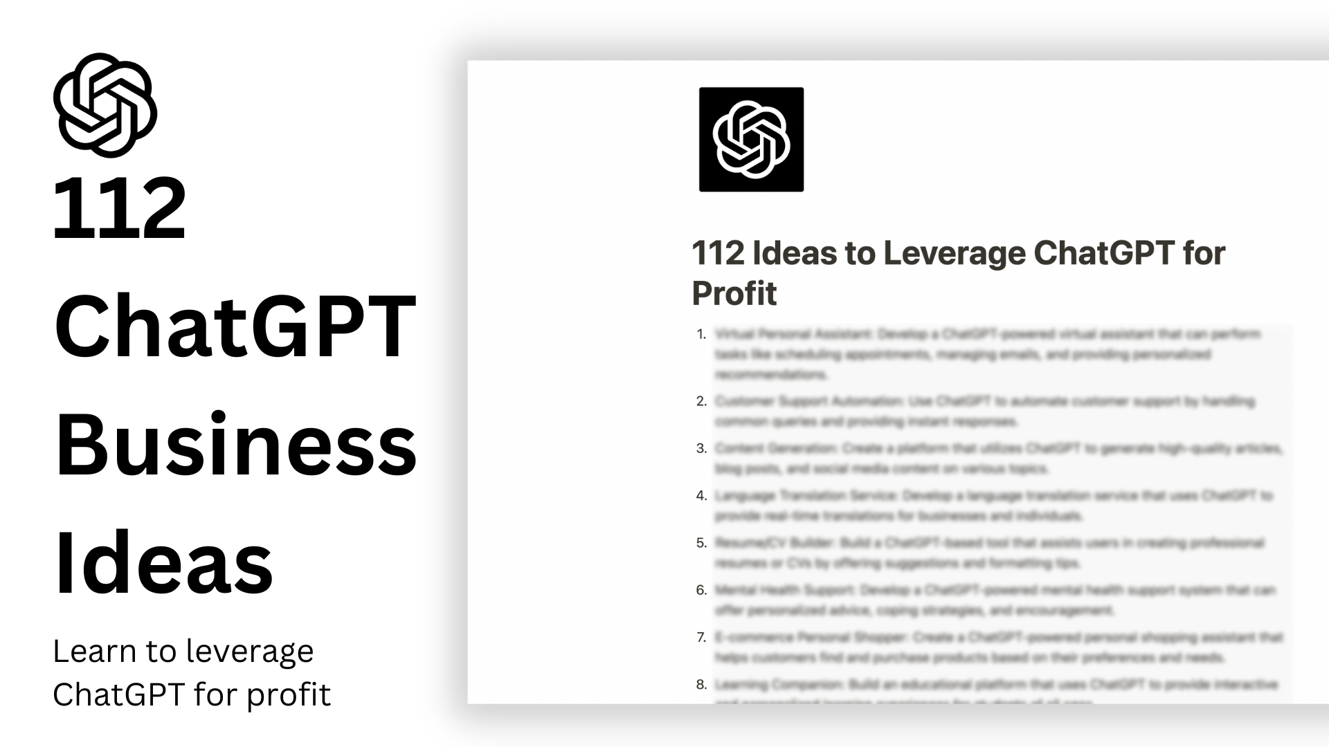 112 ChatGPT Business Ideas