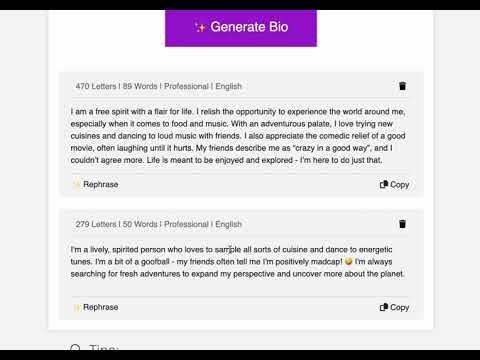 Social Media Bio Generator