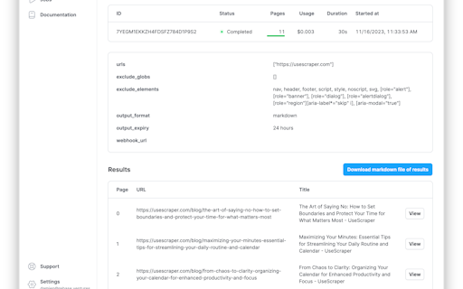 UseScraper Crawler