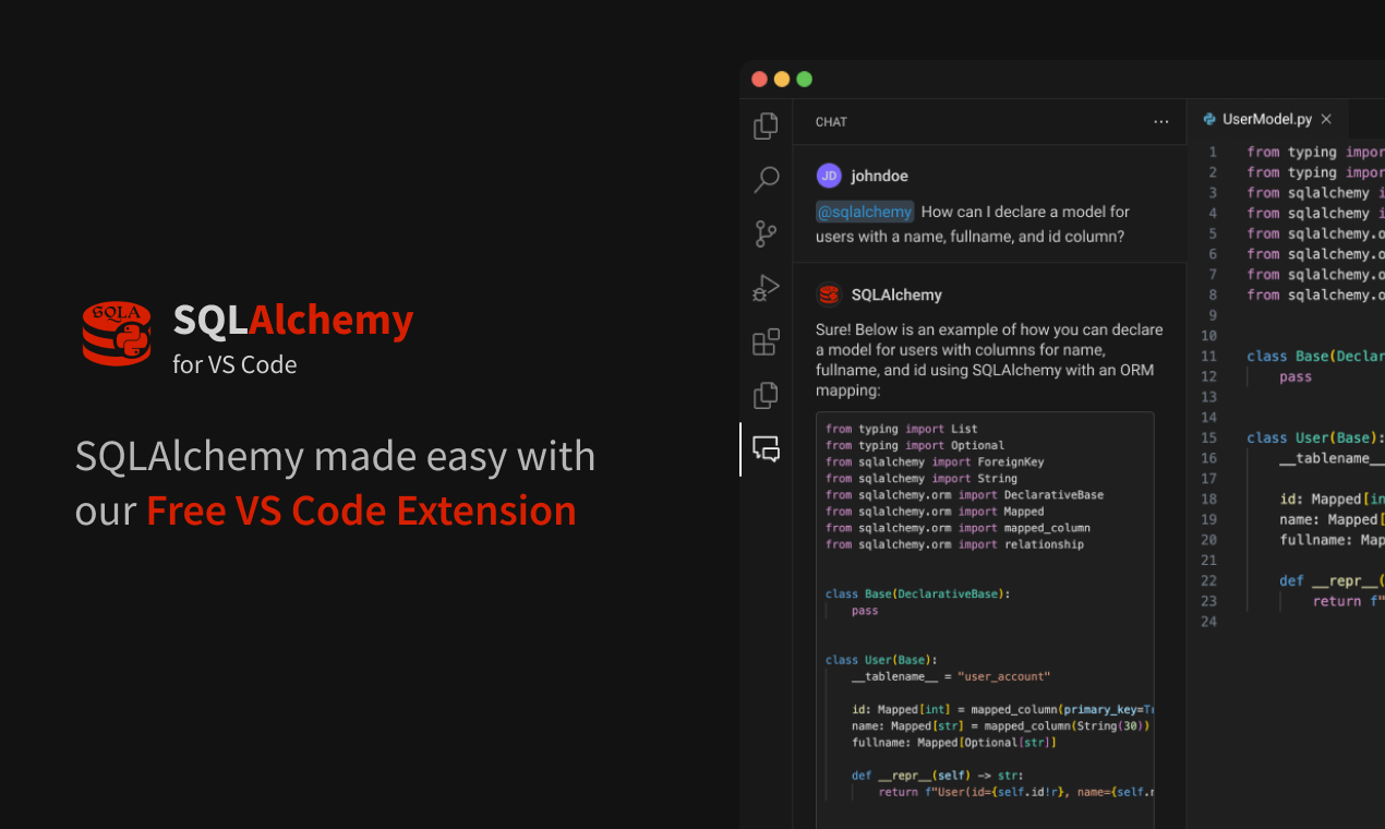 SQLAlchemy for VS Code