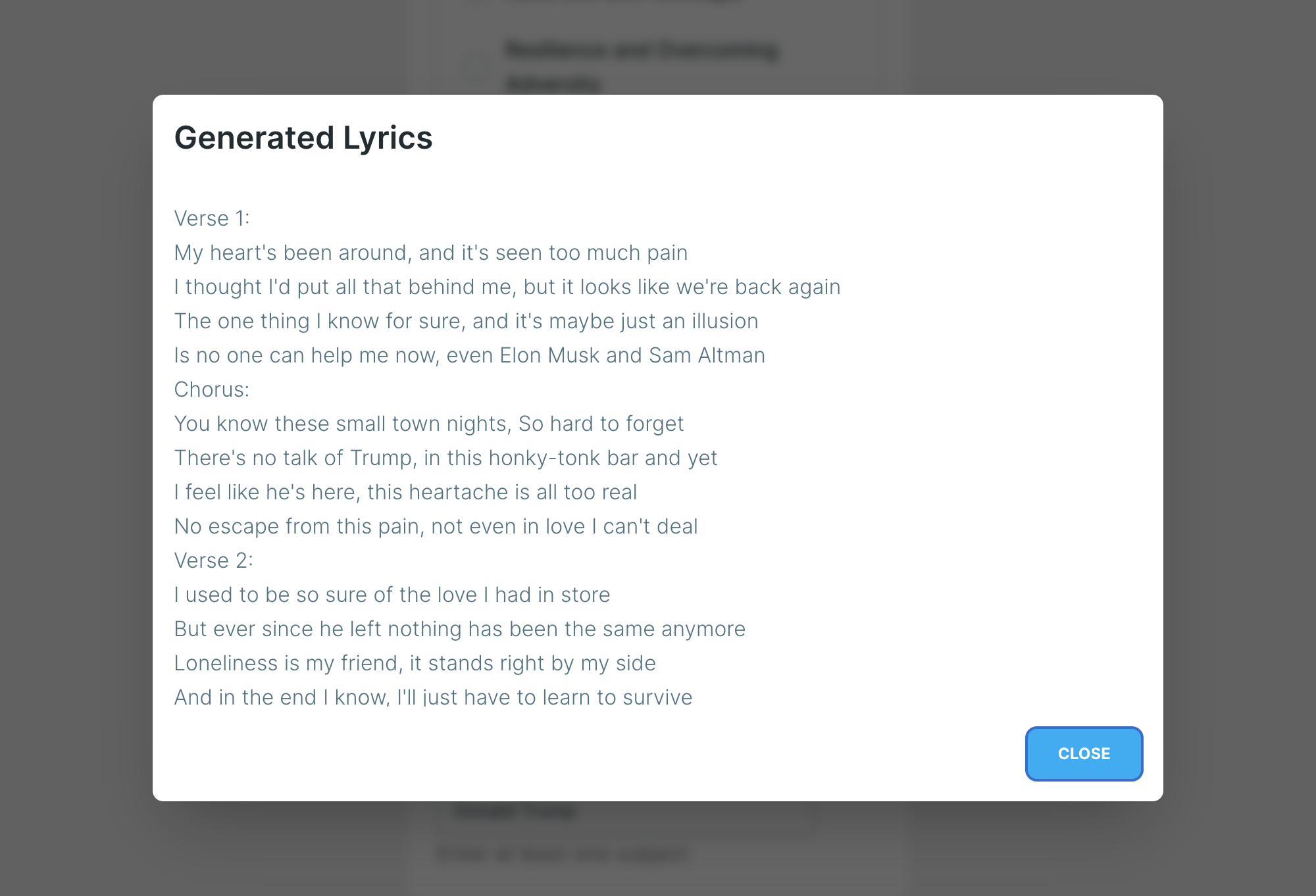 Country Lyrics AI