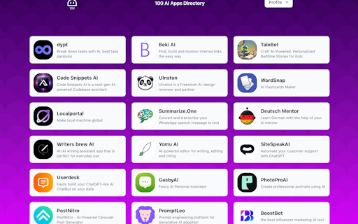 100 AI Apps Directory