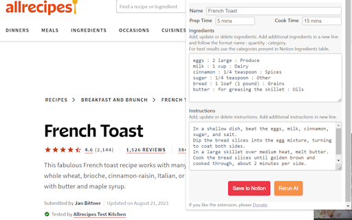 OneClick Recipe "AI"ggregator