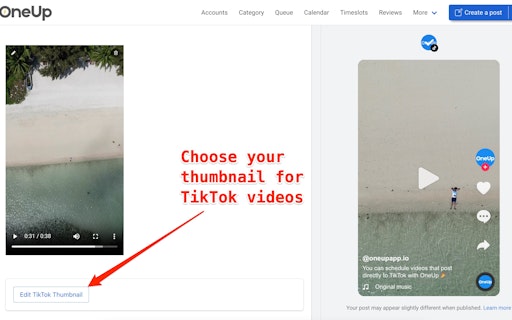 TikTok scheduler from OneUp