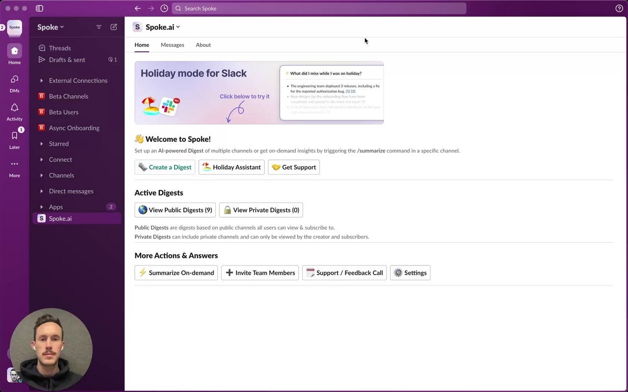 Slack Holiday Mode by Spoke.ai