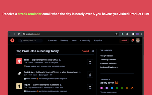 Unofficial Product Hunt Chrome Plugin