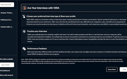 Practice Interview with VERA (AI Coach)