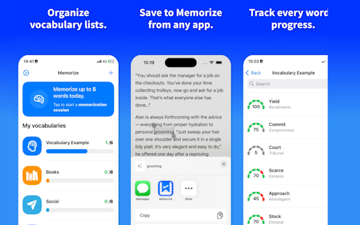 Collect words with Memorize