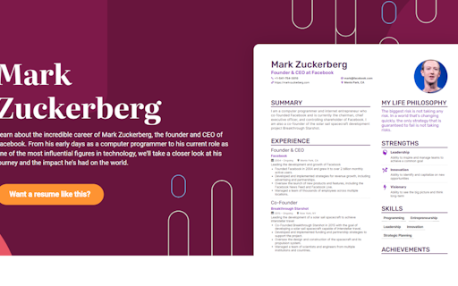 ChatGPT Famous Resumes