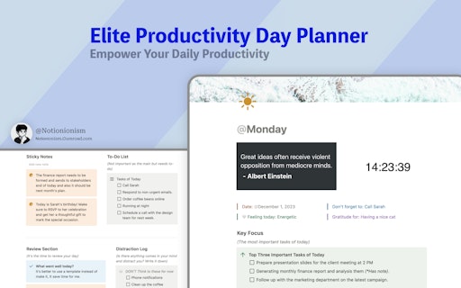 Productivity Day Planner Notion Template