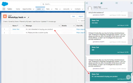 TimelinesAI WhatsApp chrome extension