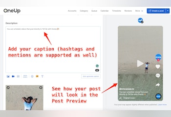TikTok scheduler from OneUp