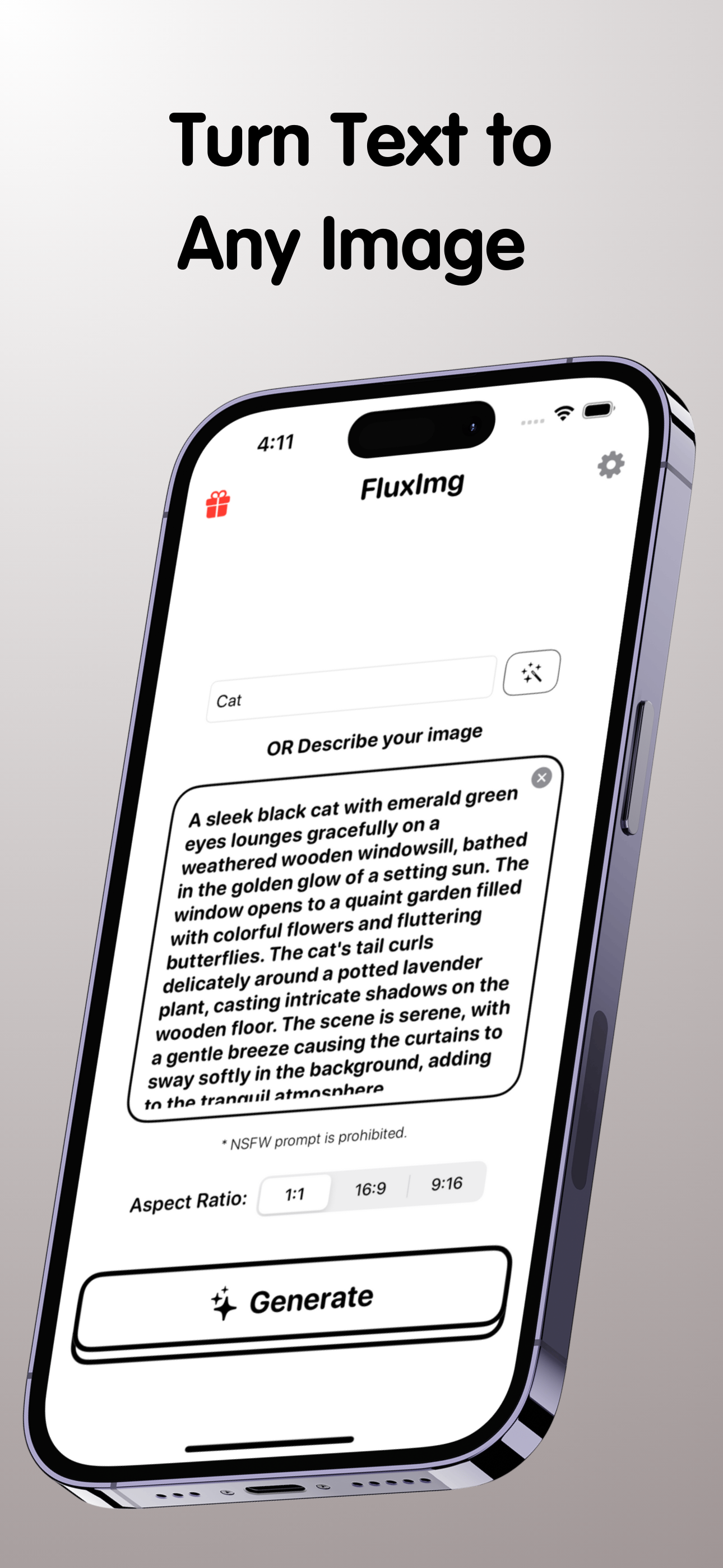 FLUX Text to Image Generator: FluxImg 