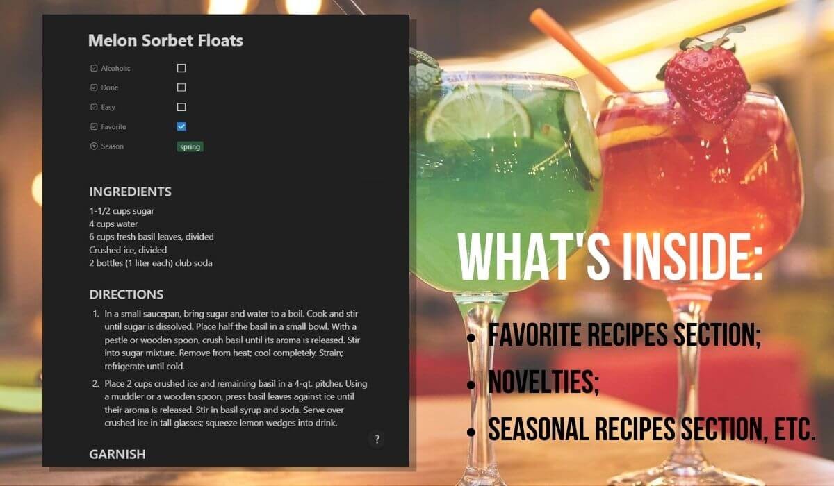 Notion Cocktail Recipe Journal