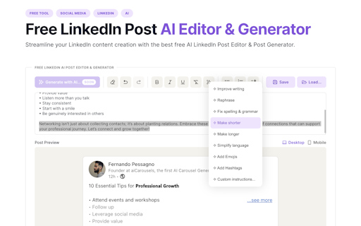 LinkedIn AI Post Editor