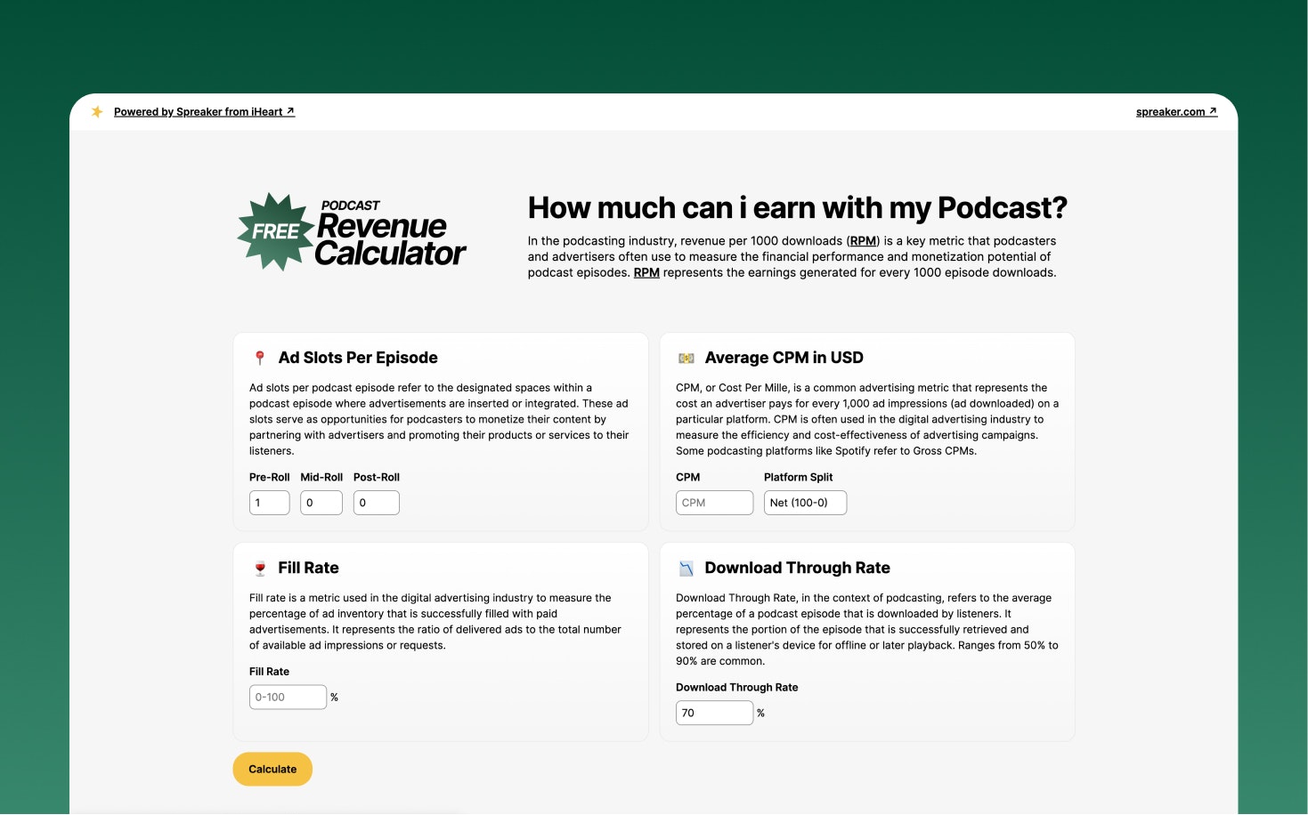 Free Podcast Revenue Calculator
