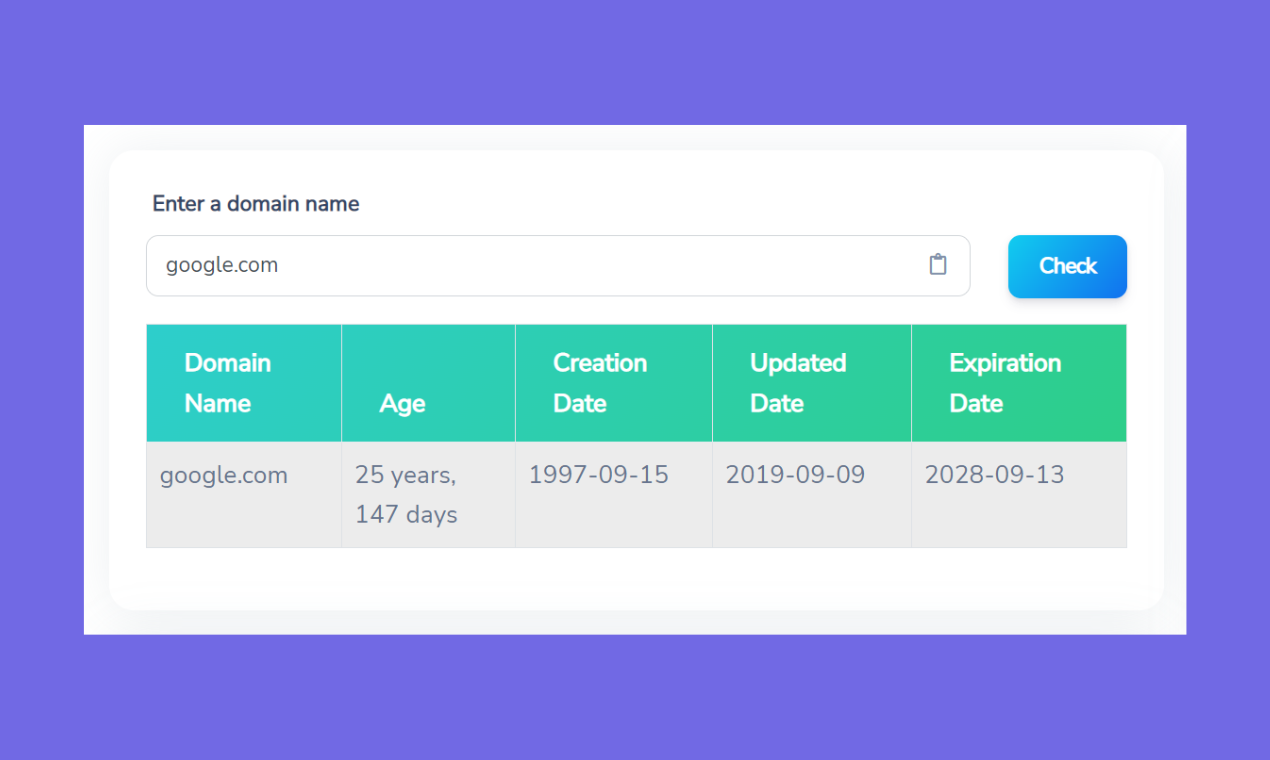 Domain Age Checker