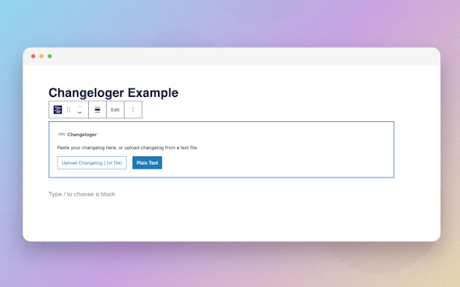 Changeloger for WordPress