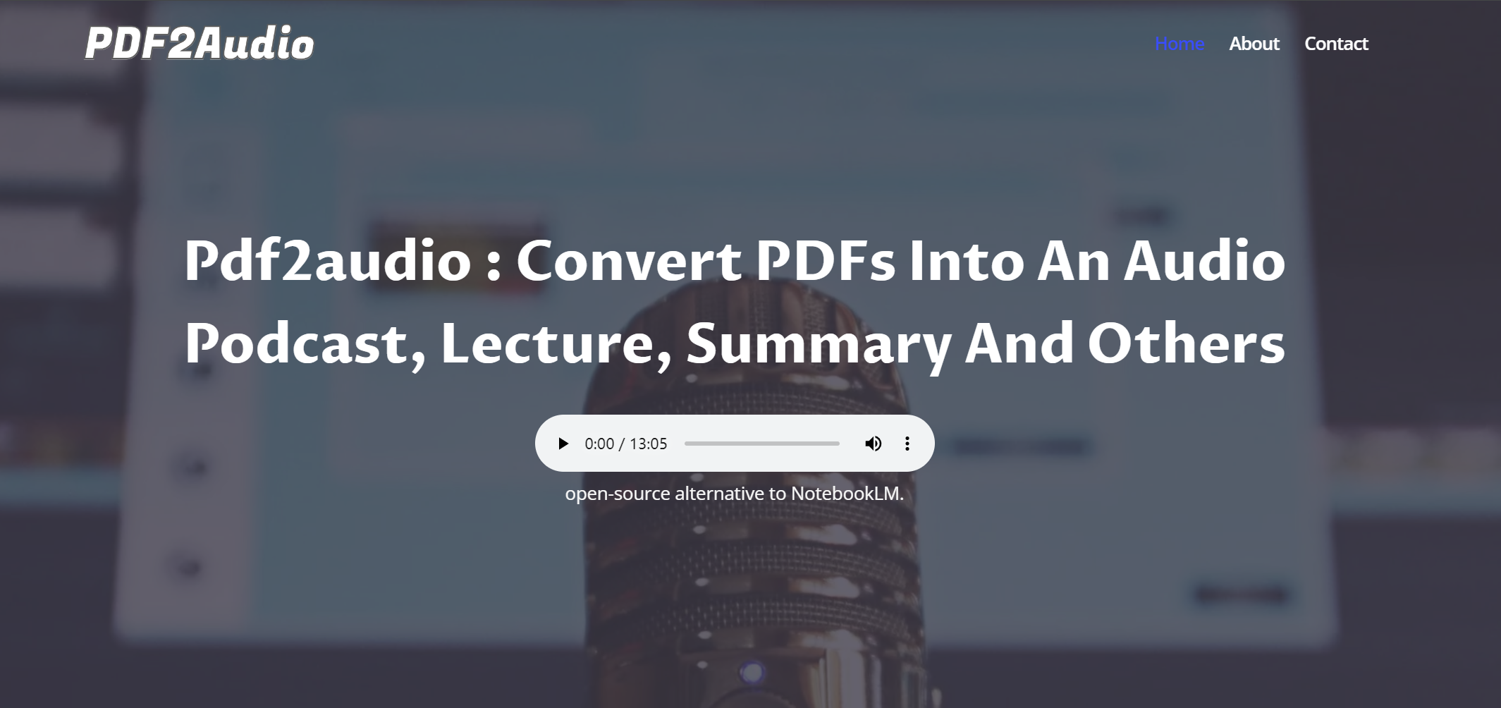 PDF2Audio ：Convert PDFs into an audio