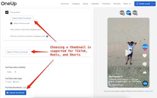 TikTok scheduler from OneUp