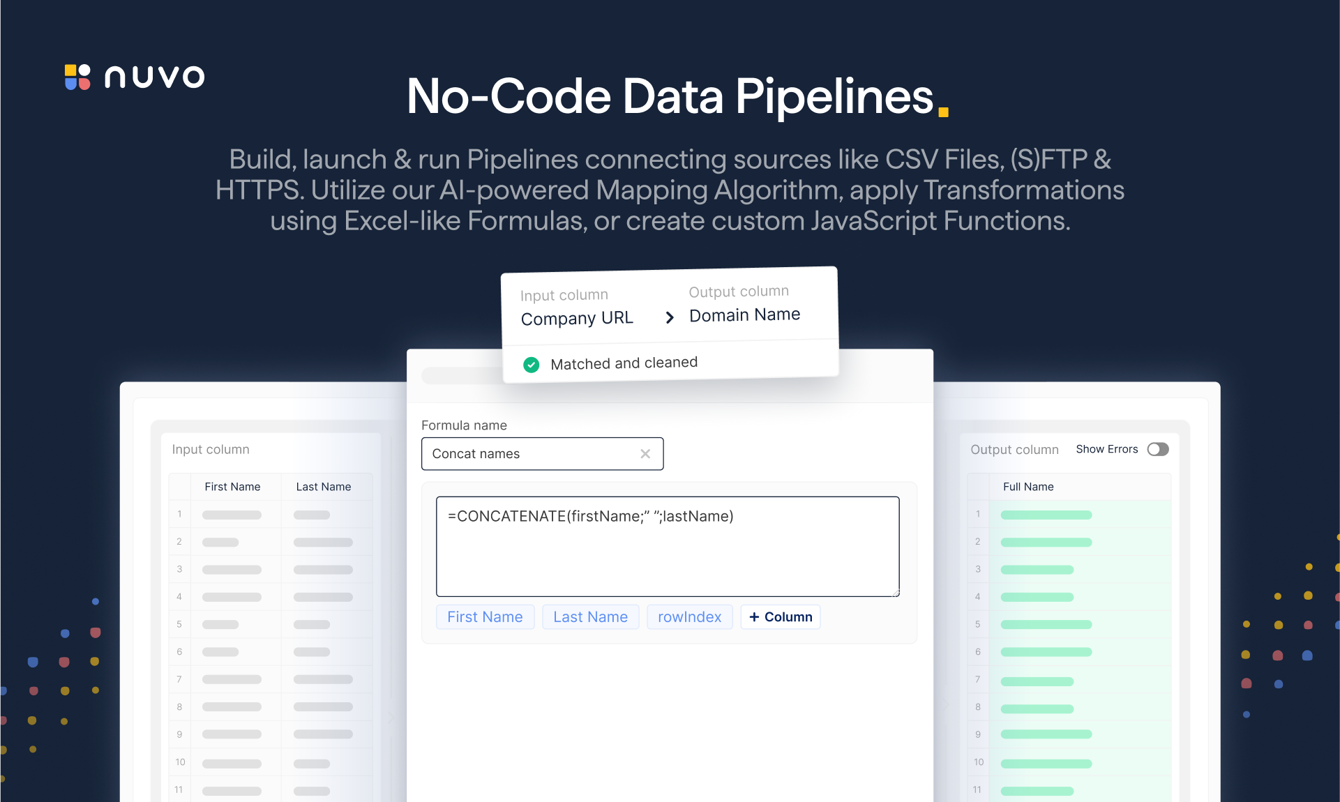 nuvo No-Code Data Pipelines
