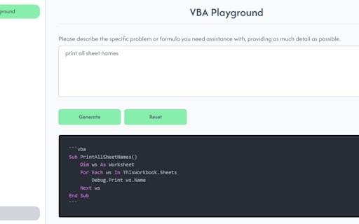 VBA Code Generator
