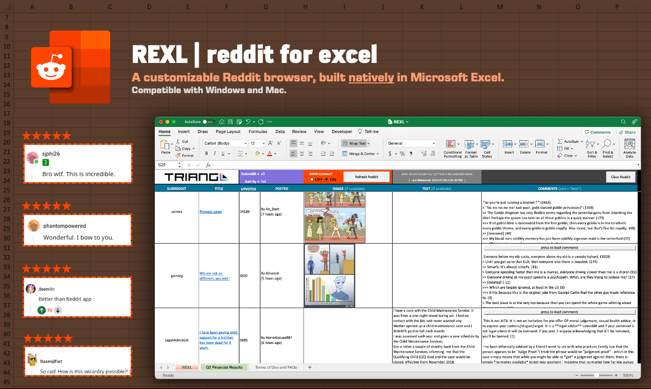 REXL | reddit for excel